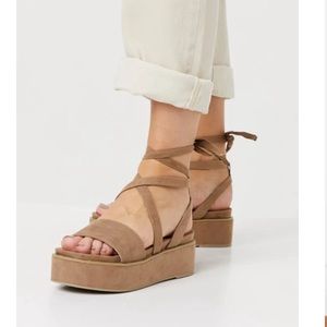 Cute taupe color platform espadrilles